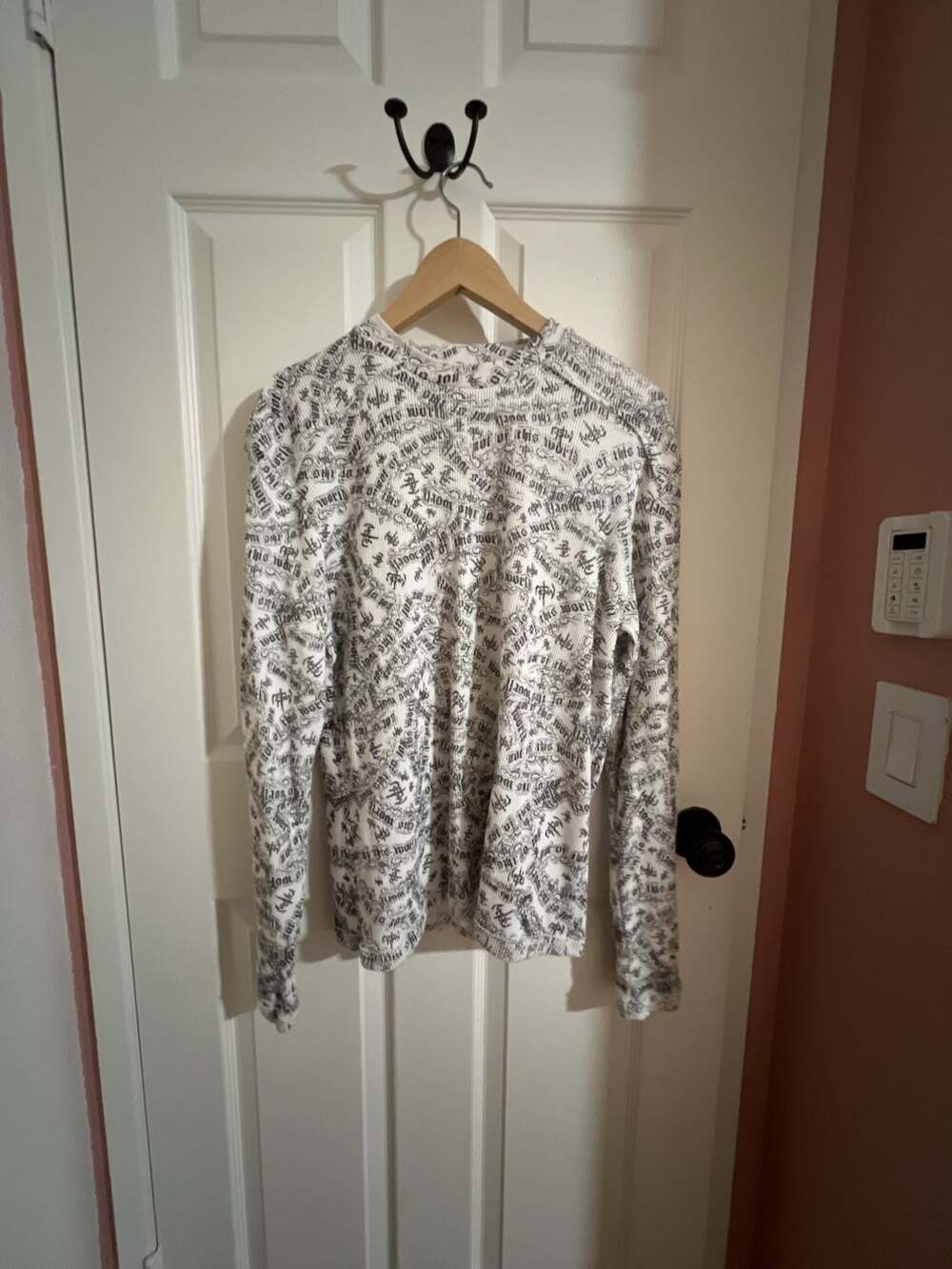 Not of This World Long Sleeve Thermal Shirt All Over Print Gothic Script Small